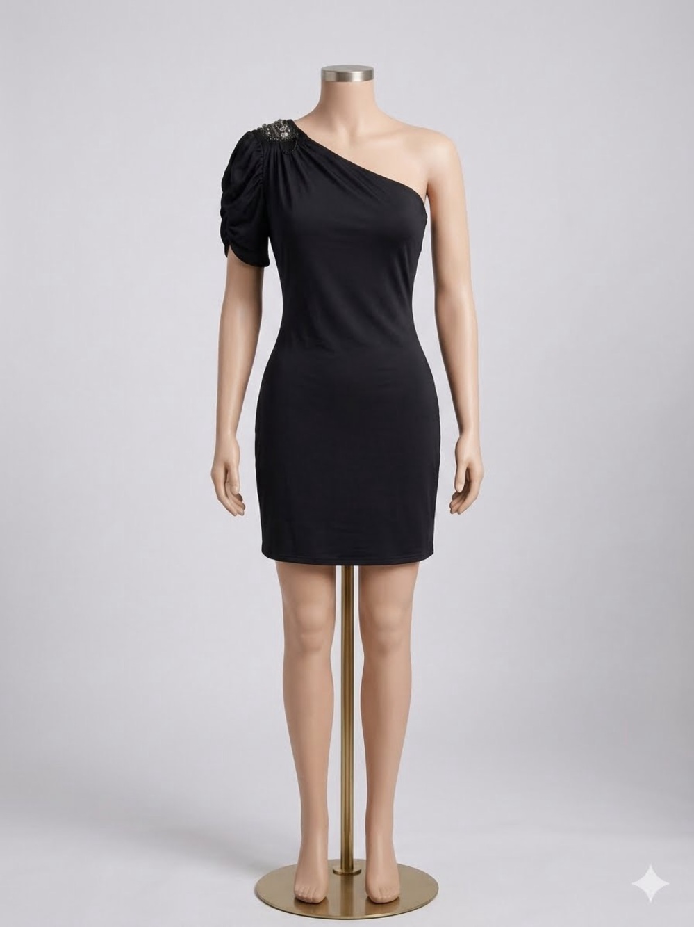 Rue21 Black One Shoulder Embellished Cocktail Dress L - Picture 6 of 9